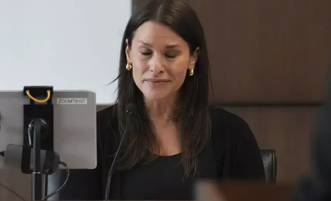 Dana Ruder Ring answers a question from Assistant Lake County state's attorney Lauren Kalcheim-Rothenberg during the sentencing hearing for Robert E. Crimo III., at the Lake County Courthouse, in Waukegan, Ill., Wednesday, April 23, 2025. (AP Photo/Nam Y. Huh, Pool)