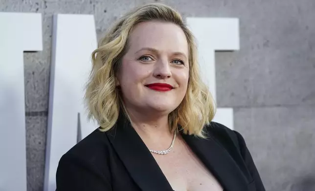 Elisabeth Moss arrives at the premiere of the sixth season of "The Handmaid's Tale" on Wednesday, April 2, 2025, at TCL Chinese Theatre in Los Angeles. (Photo by Jordan Strauss/Invision/AP)