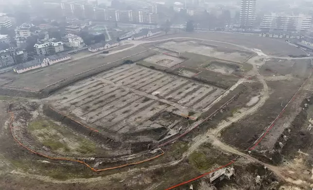 A view of the former horse racing track, near San Siro Stadium, in Milan, Italy, Monday, Feb. 24, 2025. (AP Photo/Luca Bruno)