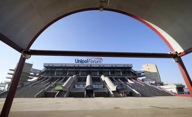 A view of the Assago Forum which will be the Milano Ice Skating Arena where figure skating and short track speed skating disciplines of the Milan Cortina 2026 Winter Olympics will take place, in Assago, near Milan, Italy, Saturday, Jan. 18, 2025. (AP Photo/Luca Bruno)