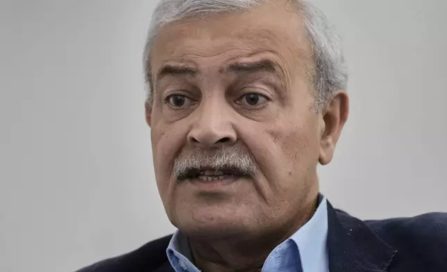 Dr. Younis Al-Khatib, President of the Palestine Red Crescent Society, speaks during an interview with The Associated Press at the International Federation of Red Cross and Red Crescent Societies in Baabda, east of Beirut, Lebanon, Wednesday, April 30, 2025. (AP Photo/Bilal Hussein)