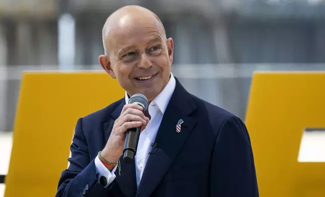 Author and former Fox News host Steve Hilton announced his run for California governor, as a Republican to replace Democrat Gavin Newsom, during an event in Huntington Beach, Calif., Tuesday, April 22, 2025. (Paul Bersebach/The Orange County Register via AP)