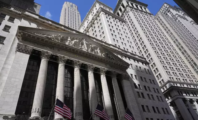The New York Stock Exchange is seen in New York, Tuesday, April 8, 2025. (AP Photo/Seth Wenig)