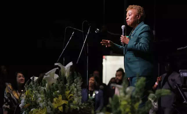 Mayoral candidate Barbara Lee speaks during her election night watch party in Oakland, Calif., on Tuesday, April 15, 2025. (Santiago Mejia/San Francisco Chronicle via AP)
