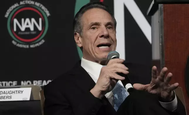 New York Mayor candidate Andrew Cuomo speaks during the New York City Mayoral Candidates Forum at the National Action Network National Convention, Thursday, April 3, 2025, in New York. (AP Photo/Richard Drew)