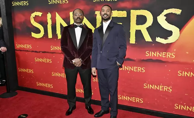 Director Ryan Coogler, left, and actor Michael B. Jordan attend the premiere of "Sinners" at AMC Lincoln Square on Thursday, April 3, 2025, in New York. (Photo by Evan Agostini/Invision/AP)