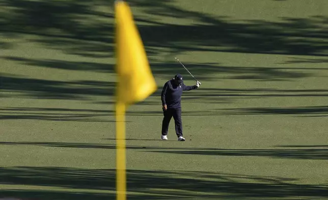 Angel Cabrera, of Argentina, walks up the 10th fairway during a practice round at the Masters golf tournament, Tuesday, April 8, 2025, in Augusta, Ga. (AP Photo/Matt Slocum)