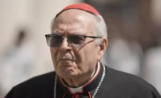 Cardinal Aquilino Bocos, in St. Peter's Square at the Vatican, Thursday April 24, 2025. (AP Photo/Markus Schreiber)