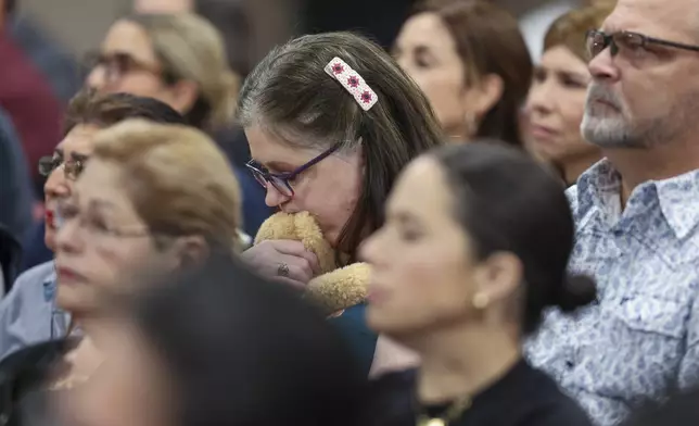 A person reacts during a hearing for Patrick Crusius, the Walmart mass shooter, in the 409th district Commissioners Courtroom at the Enrique Moreno County Courthosue in El Paso, Texas, April 21, 2025. (Ruben R. Ramirez/Pool Photo via AP)