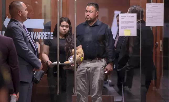 People leave the courtroom after impact statements in a hearing for Patrick Crusius at the Enrique Moreno County Courthouse in El Paso, Texas, Monday, April 21, 2025. (Ruben R. Ramirez/Pool Photo via AP)