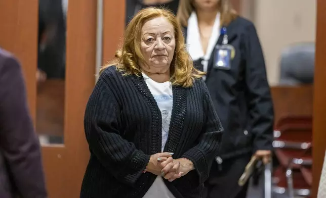Yolanda Tinajero, whose brother Arturo Benavides was killed in the 2019 El Paso Walmart shooting, attends a hearing for Patrick Crusius Monday, April 21, 2025, in El Paso, Texas. (AP Photo/Ivan Pierre Aguirre)
