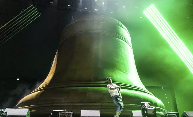 Yeat performs during the first weekend of the Coachella Valley Music and Arts Festival at the Empire Polo Club on Friday, April 11, 2025, in Indio, Calif. (Photo by Amy Harris/Invision/AP)
