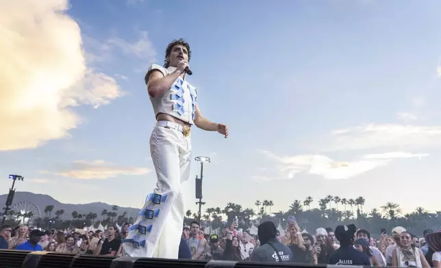 Benson Boone performs during the first weekend of the Coachella Valley Music and Arts Festival at the Empire Polo Club on Friday, April 11, 2025, in Indio, Calif. (Photo by Amy Harris/Invision/AP)