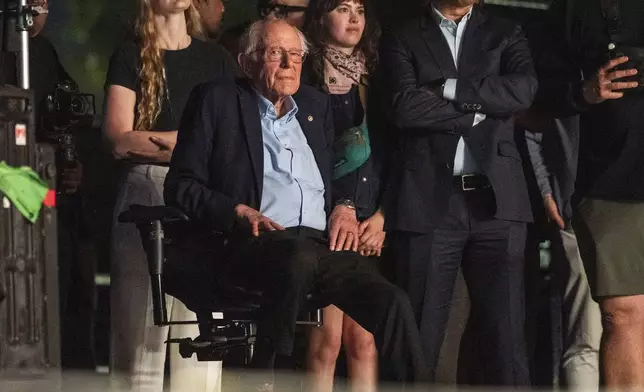 Bernie Sanders is seen after speaking during the first weekend of the Coachella Valley Music and Arts Festival at the Empire Polo Club on Saturday, April 12, 2025, in Indio, Calif. (Photo by Amy Harris/Invision/AP)