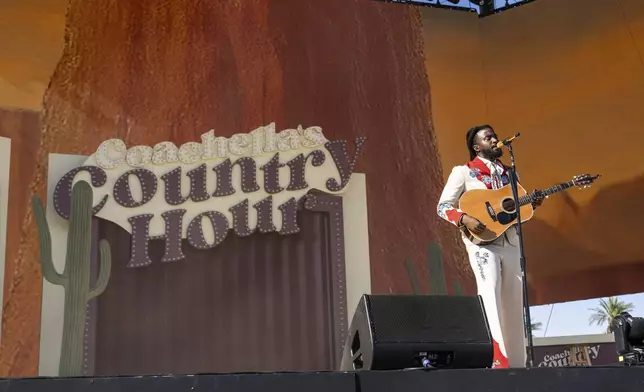 Shaboozey performs during the first weekend of the Coachella Valley Music and Arts Festival at the Empire Polo Club on Sunday, April 13, 2025, in Indio, Calif. (Photo by Amy Harris/Invision/AP)
