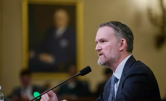 U.S. Trade Representative Jamieson Greer testifies during a House Committee on Ways and Means hearing on Capitol Hill, Wednesday, April 9, 2025, in Washington. (AP Photo/Rod Lamkey, Jr.)