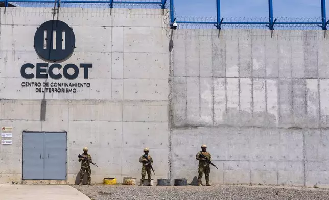 The exterior of the Terrorist Confinement Center as Homeland Security Secretary Kristi Noem arrives, in Tecoluca, El Salvador, Wednesday, March 26, 2025. (AP Photo/Alex Brandon)