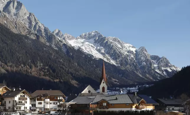A view of the village of Anterselva where the biathlon discipline will take place during the Milan Cortina 2026 Winter Olympics, in northern Italy, Saturday, Jan. 25, 2025. (AP Photo/Alessandro Trovati)