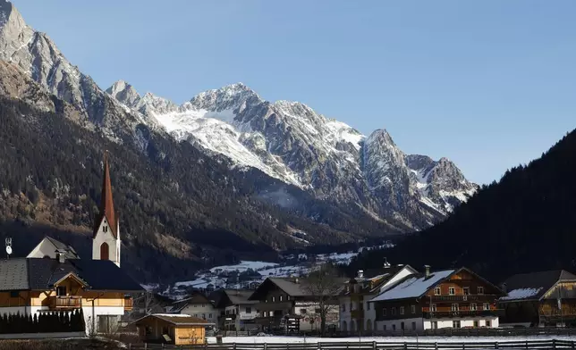 A view of the village of Anterselva where the biathlon discipline will take place during the Milan Cortina 2026 Winter Olympics, in northern Italy, Saturday, Jan. 25, 2025. (AP Photo/Alessandro Trovati)