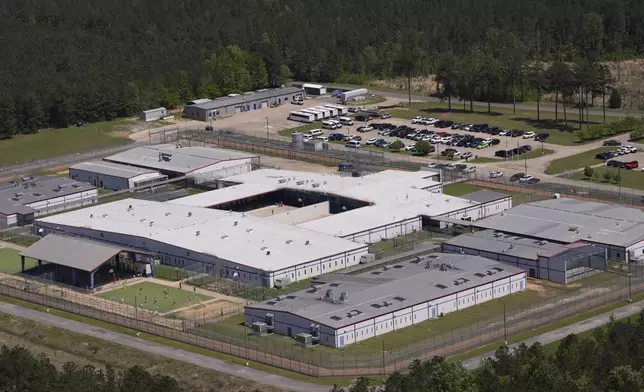 An aerial view of the Central Louisiana ICE Processing Facility in Jena, La., Tuesday, April 8, 2025. (AP Photo/Gerald Herbert)