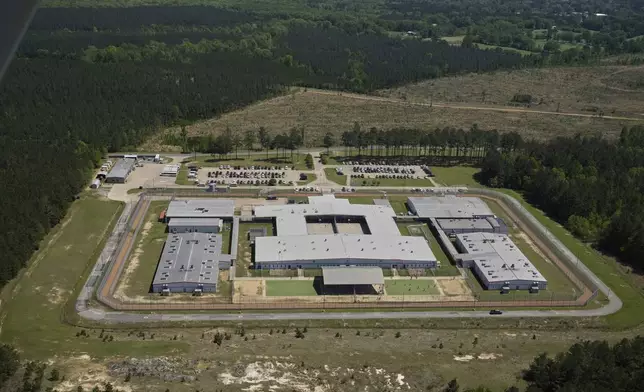 An aerial view of the Central Louisiana ICE Processing Facility in Jena, La., Tuesday, April 8, 2025. (AP Photo/Gerald Herbert)