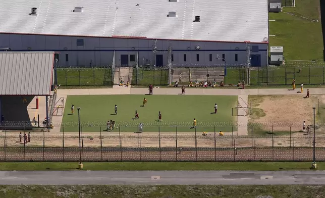 An aerial view of the Central Louisiana ICE Processing Facility in Jena, La., Tuesday, April 8, 2025. (AP Photo/Gerald Herbert)