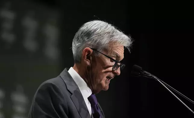 Chair of the Board of Governors of the Federal Reserve System Jerome Powell speaks during an event hosted by the Economic Club of Chicago, Wednesday, April 16, 2025, in Chicago. (AP Photo/Erin Hooley)