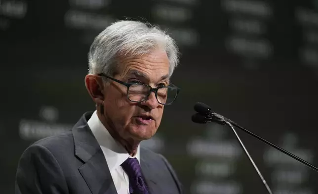 Chair of the Board of Governors of the Federal Reserve System Jerome Powell speaks during an event hosted by the Economic Club of Chicago, Wednesday, April 16, 2025, in Chicago. (AP Photo/Erin Hooley)