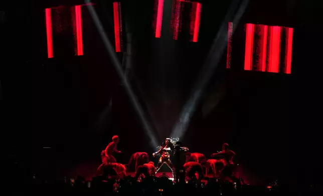Katy Perry performs in concert at Arena CDMX in Mexico City, Wednesday, April 23, 2025. (AP Photo/Fernando Llano)