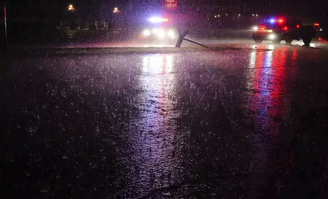 Torrential rain falls in Ada, Okla., Saturday, April 19, 2025. (Richard R. Barron/The ADA News via AP)