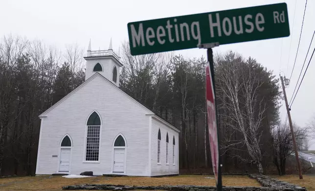 The unassuming South Solon Meeting House, built in 1842, is pictured Sunday, April 6, 2025, in Solon, Maine. (AP Photo/Robert F. Bukaty)