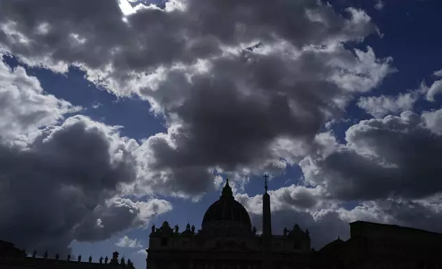 Clouds over St. Peter's Square at the Vatican, Thursday April 24, 2025. (AP Photo/Gregorio Borgia)