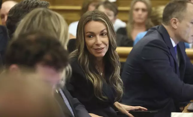 Karen Read listens during opening arguments at Norfolk Superior Court on Tuesday, April 22, 2025 in Dedham, Mass. (Stuart Cahill /The Boston Herald via AP, Pool)
