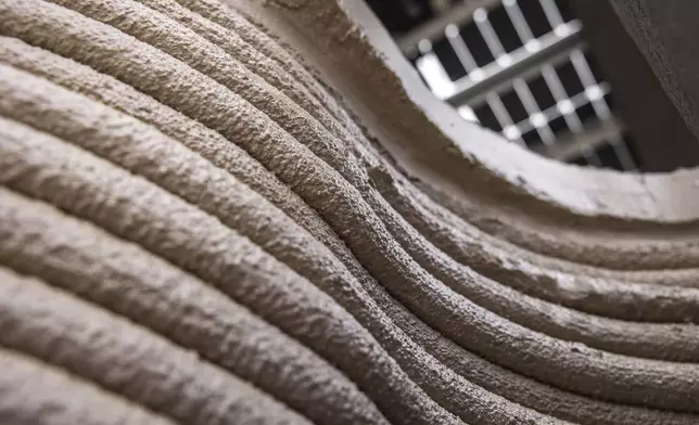 A view of the exterior shows a 3D printed Starbucks building Monday, April 28, 2025, in Brownsville, Texas. (AP Photo/Michael Gonzalez)