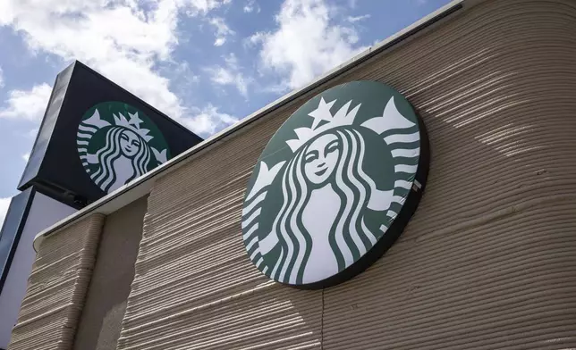 A view of the exterior shows a 3D printed Starbucks building Monday, April 28, 2025, in Brownsville, Texas. (AP Photo/Michael Gonzalez)