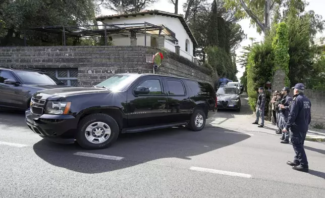 U.S. delegates leave the Omani Embassy in Rome after closed-door meeting with an Iranian delegation to discuss Tehran's rapidly advancing nuclear program, Saturday, April 19, 2025. (AP Photo/Andrew Medichini)