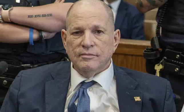 FILE - Harvey Weinstein appears for a pre-trial hearing at Manhattan Criminal Court on Wednesday, March 12, 2025, in New York. (Steven Hirsch/New York Post via AP, Pool, File)
