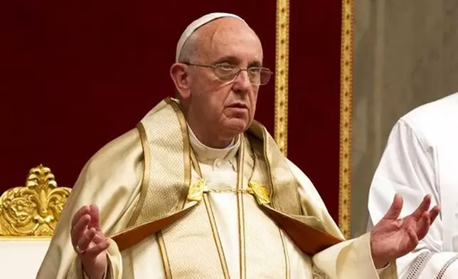 FILE - Pope Francis attends a prayer on the occasion of the World Day of the Creation's care in St. Peter's Basilica at the Vatican, Tuesday, Sept. 1, 2015. (AP Photo/Riccardo De Luca, File)