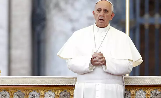 FILE - Pope Francis attends a vigil prayer for peace in Syria, in St. Peter's Square at the Vatican, Saturday, Sept. 7, 2013. (AP Photo/Riccardo De Luca, file)