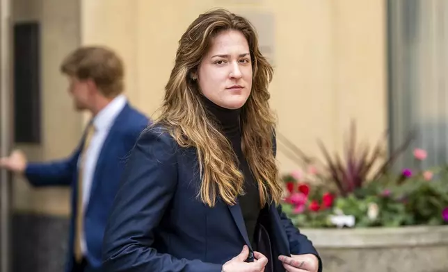 College basketball player Sedona Prince leaves federal court during a hearing for a landmark $2.8 billion settlement impacting NCAA college athletics on Monday, April 7, 2025, in Oakland, Calif. (AP Photo/Noah Berger)
