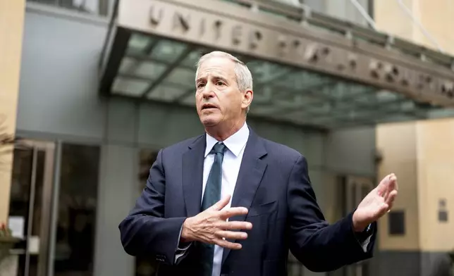 Attorney Steve Berman arrives at federal court on Monday, April 7, 2025, in Oakland, Calif. (AP Photo/Noah Berger)