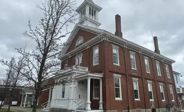 This Wednesday, April 16, 2025 photo shows Greely High School in Cumberland, Maine. (AP Photo/Patrick Whittle)