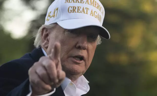 President Donald Trump arrives on Marine One at the White House, Sunday, April 27, 2025, in Washington. (AP Photo/Manuel Balce Ceneta)