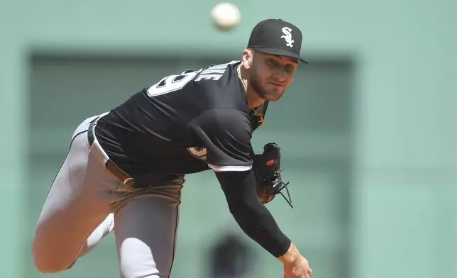 Chicago White Sox's Sean Burke delivers a pitch to a Boston Red Sox batter in the first inning of a baseball game, Sunday, April 20, 2025, in Boston. (AP Photo/Steven Senne)