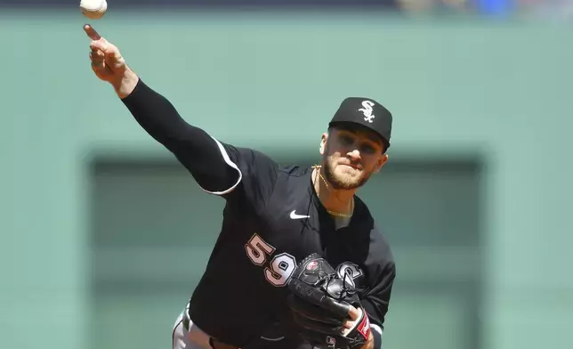Chicago White Sox's Sean Burke delivers a pitch to a Boston Red Sox batter in the first inning of a baseball game, Sunday, April 20, 2025, in Boston. (AP Photo/Steven Senne)