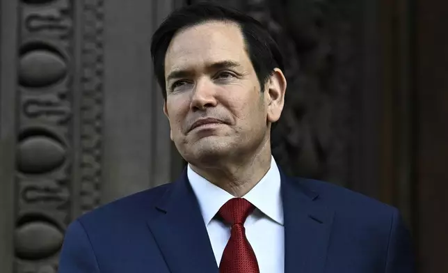 US Secretary of State Marco Rubio looks on upon his arrival at the Quai d'Orsay, France's Minister of Foreign Affairs before a bilateral meeting with his French counterpart Jean-Noel Barrot in Paris Thursday, April 17, 2025. (Julien de Rosa, Pool via AP)