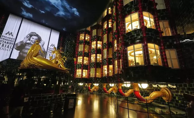 The Wizarding World Of Harry Potter-Ministry Of Magic is seen in the Epic Universe theme park at Universal Resort Orlando Thursday, April 10, 2025, in Orlando, Fla. (AP Photo/John Raoux)