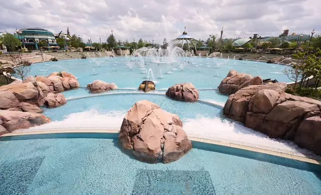 A view of Celestial Park is seen at the Epic Universe Theme Park at Universal Resort Orlando Thursday, April 10, 2025, in Orlando, Fla. (AP Photo/John Raoux)