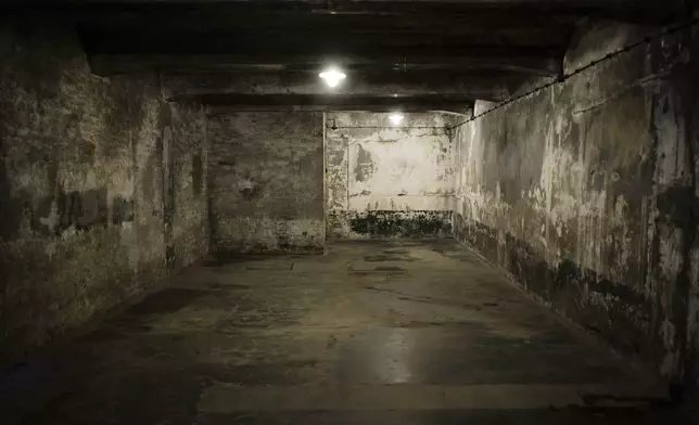 FILE - A view inside gas chamber one at the former Nazi death camp of Auschwitz I in Oswiecim, Poland, Dec. 8, 2019. (AP Photo/Markus Schreiber, File)