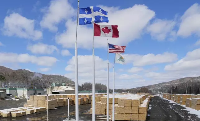 The Marcel Lauzon sawmill, seen Wednesday, April 9, 2025, in East Hereford, Quebec, Canada, ships 95 percent of its lumber to the United States. (AP Photo/Robert F. Bukaty)